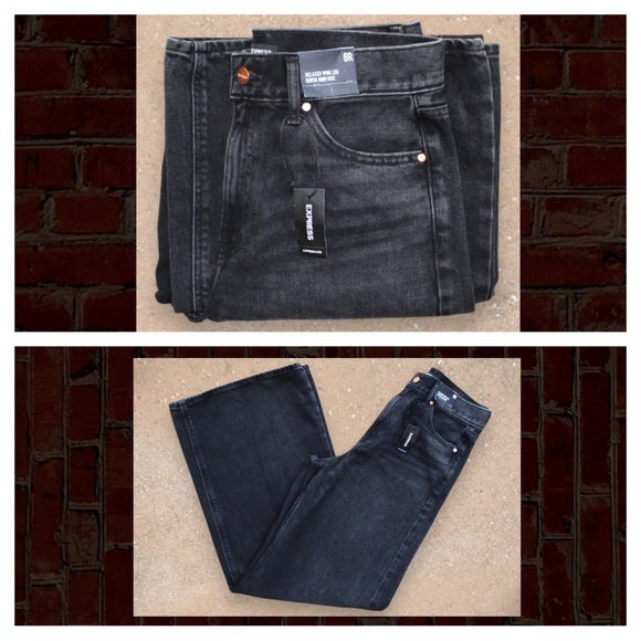 Express Relaxed Wide Leg Super High-rise Denim Jeans - Picture 8 of 11